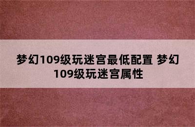 梦幻109级玩迷宫最低配置 梦幻109级玩迷宫属性